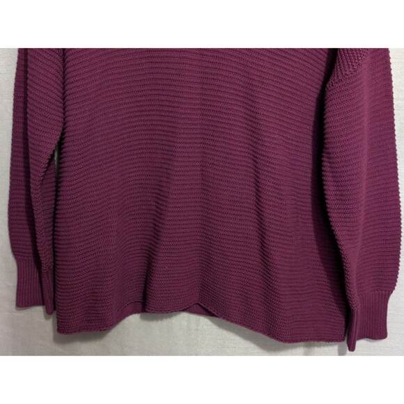 Hooded Pullover Ribbed Sweater Fringe Trimmed V-Neck Hoodie Cotton Blend Tunic - Picture 12 of 16